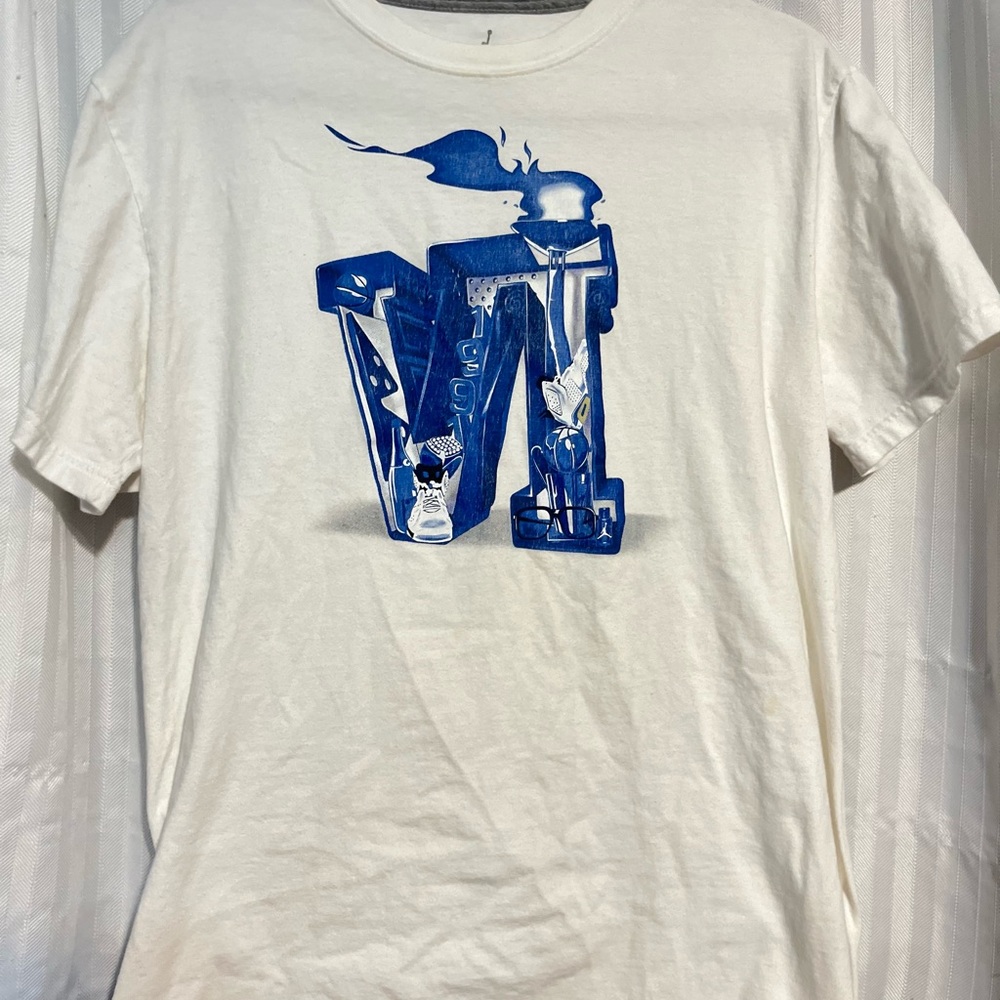Jordan White and Blue Graphic Men's Shirt